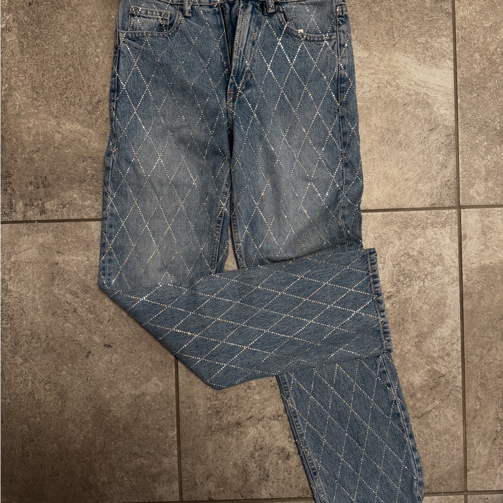 Zara Blue Jeans with Rhinestone Accents